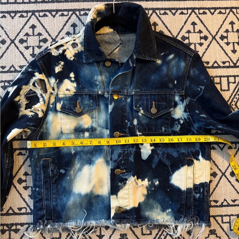Distressed Tie-Dye Denim Jacket Artisan Made Unique - Picture 16 of 16